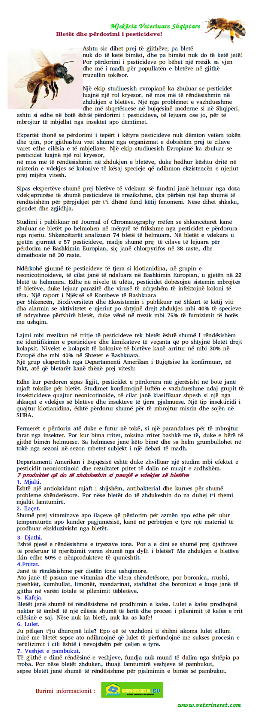 Bletet dhe Pesticidet